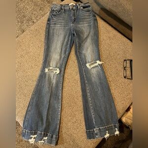KanCan Flare Distressed Blue Jeans